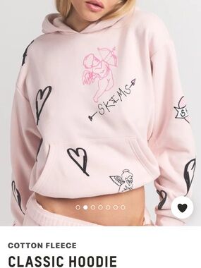 SKIMS Blush Pink Graphic Cotton-Fleece Hoodie